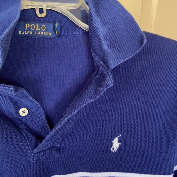POLO by RALPH LAUREN Striped Cotton Pique Polo Shirt Blue & White Stripe Sz S - Picture 7 of 13